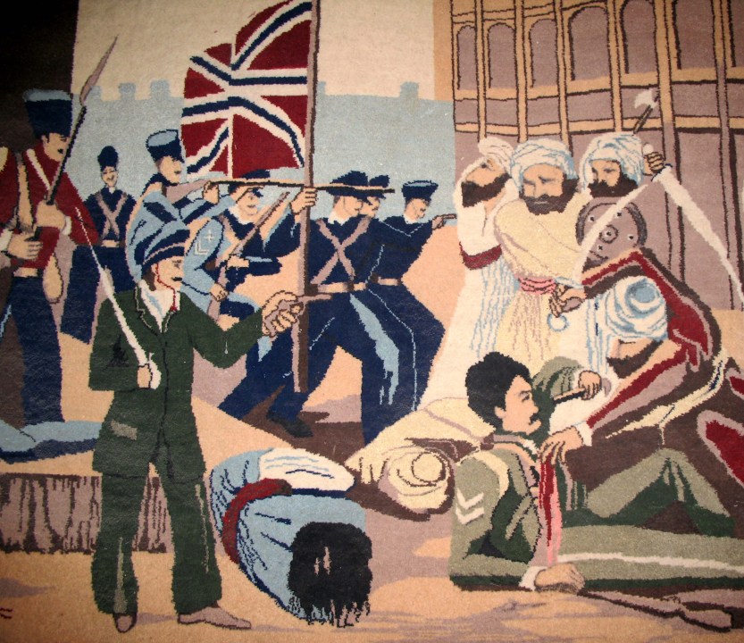 Antique tapestry depicting battle between Baluch and British Forces, Governor's mansion, Quetta, Pakistan